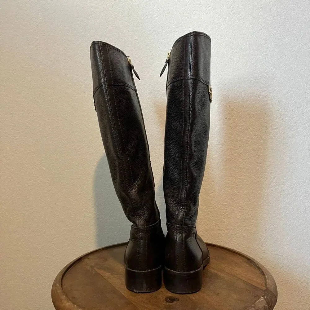 Tory Burch Joanna Leather Brown Tall Knee High Riding Boots Women's Size 8.5